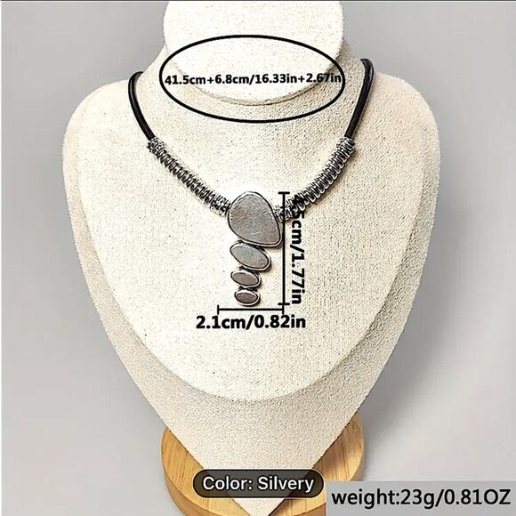 Vintage Geometric Statement Pendant Necklace, Bohemian, Boho, Tribal - Picture 5 of 5